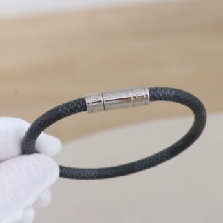 LV Keep It Cocktail Leather Bracelet Black Authentic