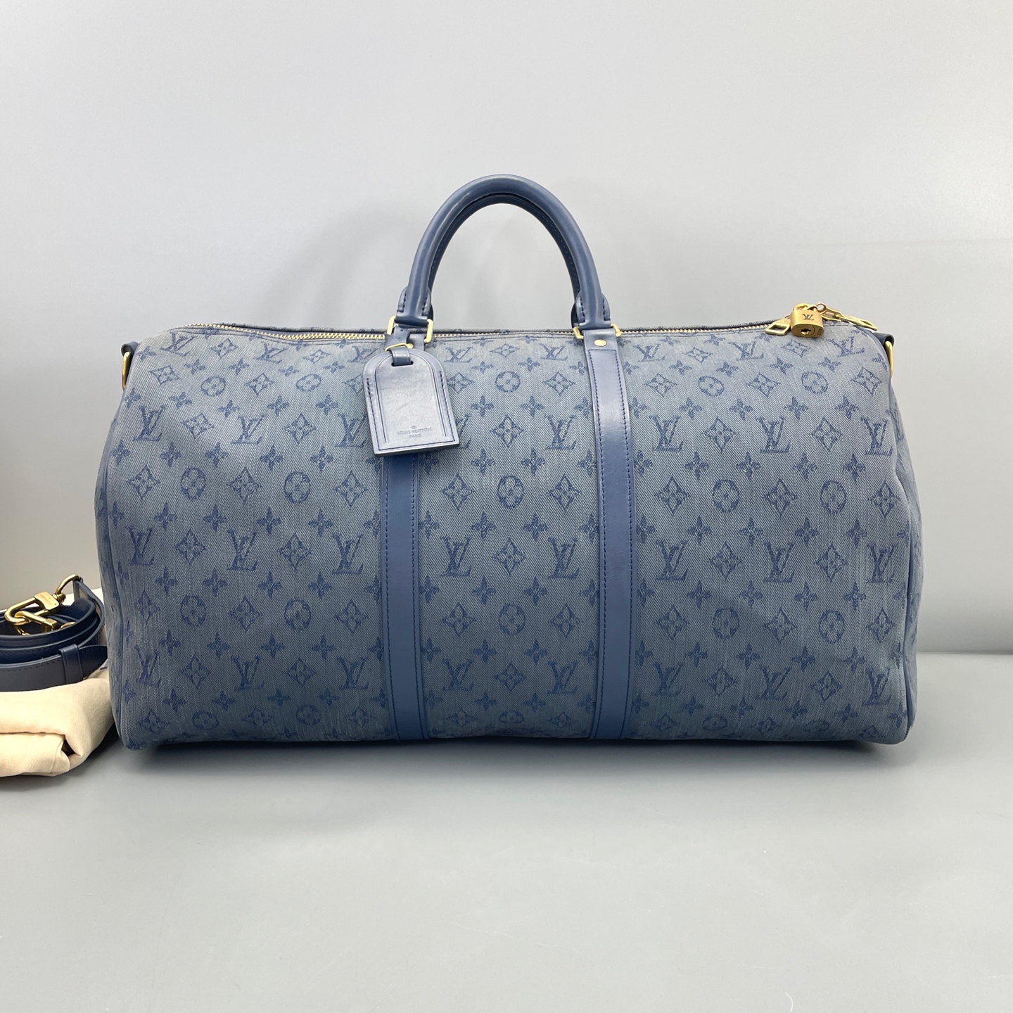 LV Louis Vuitton KP50 Travel Bag Denim Blue 50x28x22cm Authentic