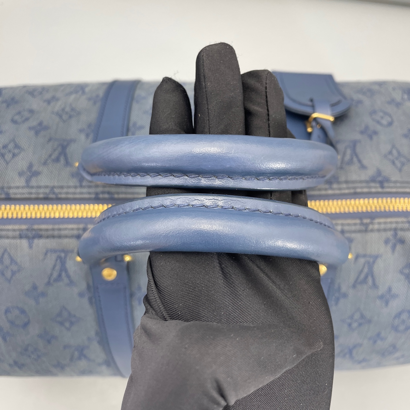 LV Louis Vuitton KP50 Travel Bag Denim Blue 50x28x22cm Authentic - Image 8