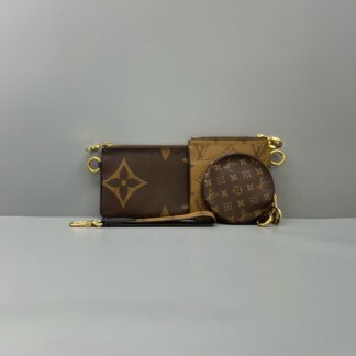 LV Louis Vuitton Trio Key Holder Monogram Canvas 20cm Authentic