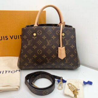LV Louis Vuitton Montaigne BB Monogram Canvas Satchel Authentic