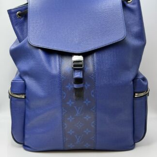 LV Blue Leather Men's Backpack 29cm Authentic