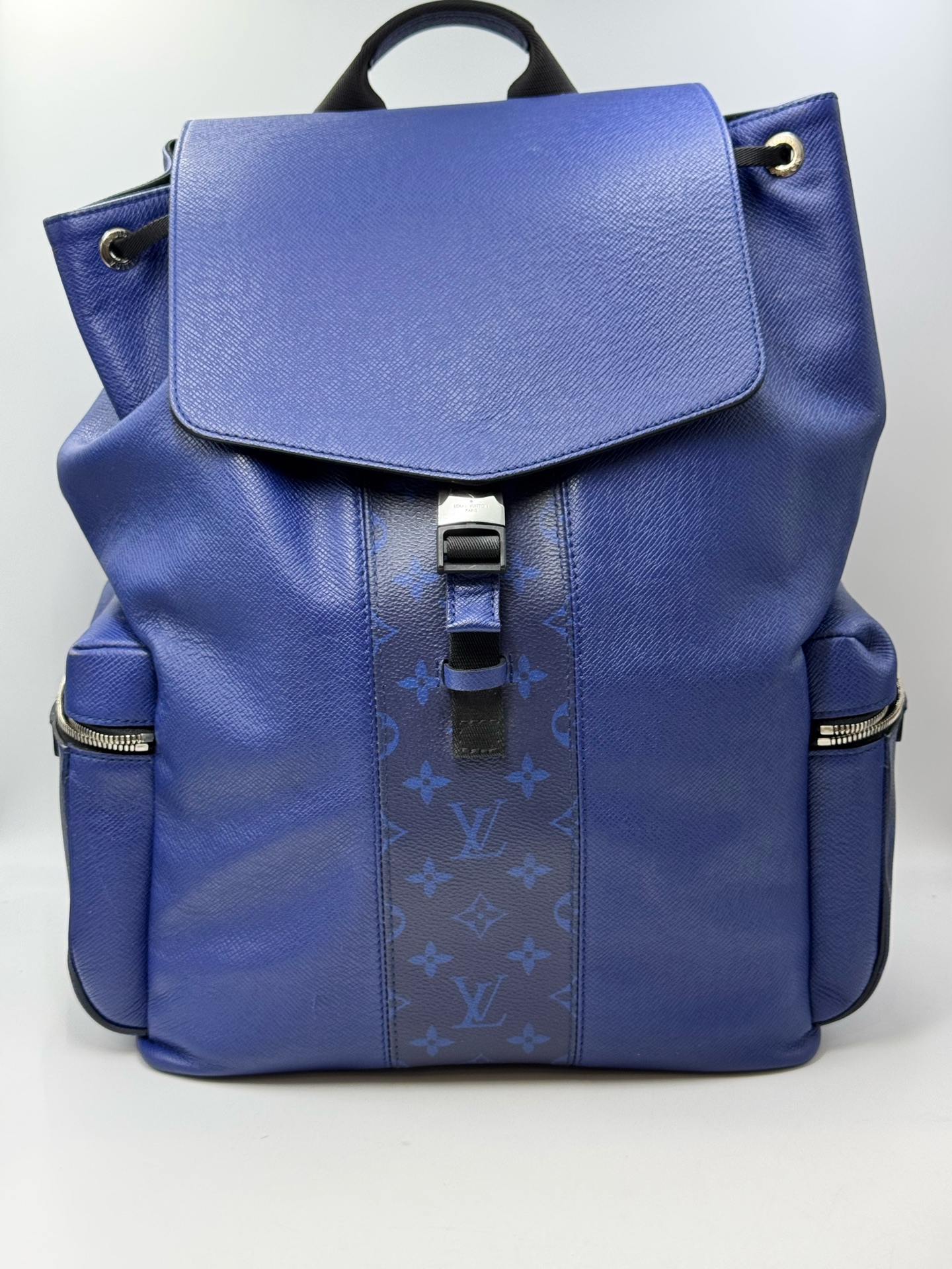 LV Blue Leather Men's Backpack 29cm Authentic