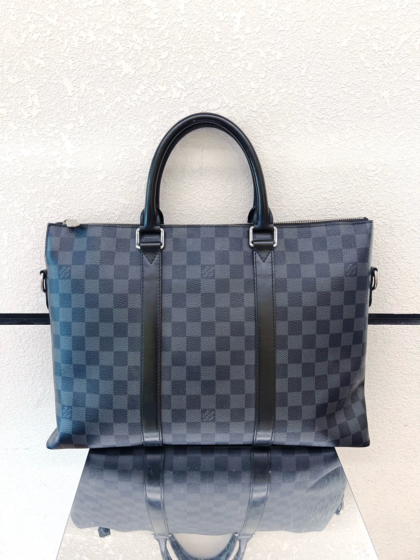 LV Damier Graphite Briefcase Black Gray Checkerboard Handbag Men's Sty Authentic