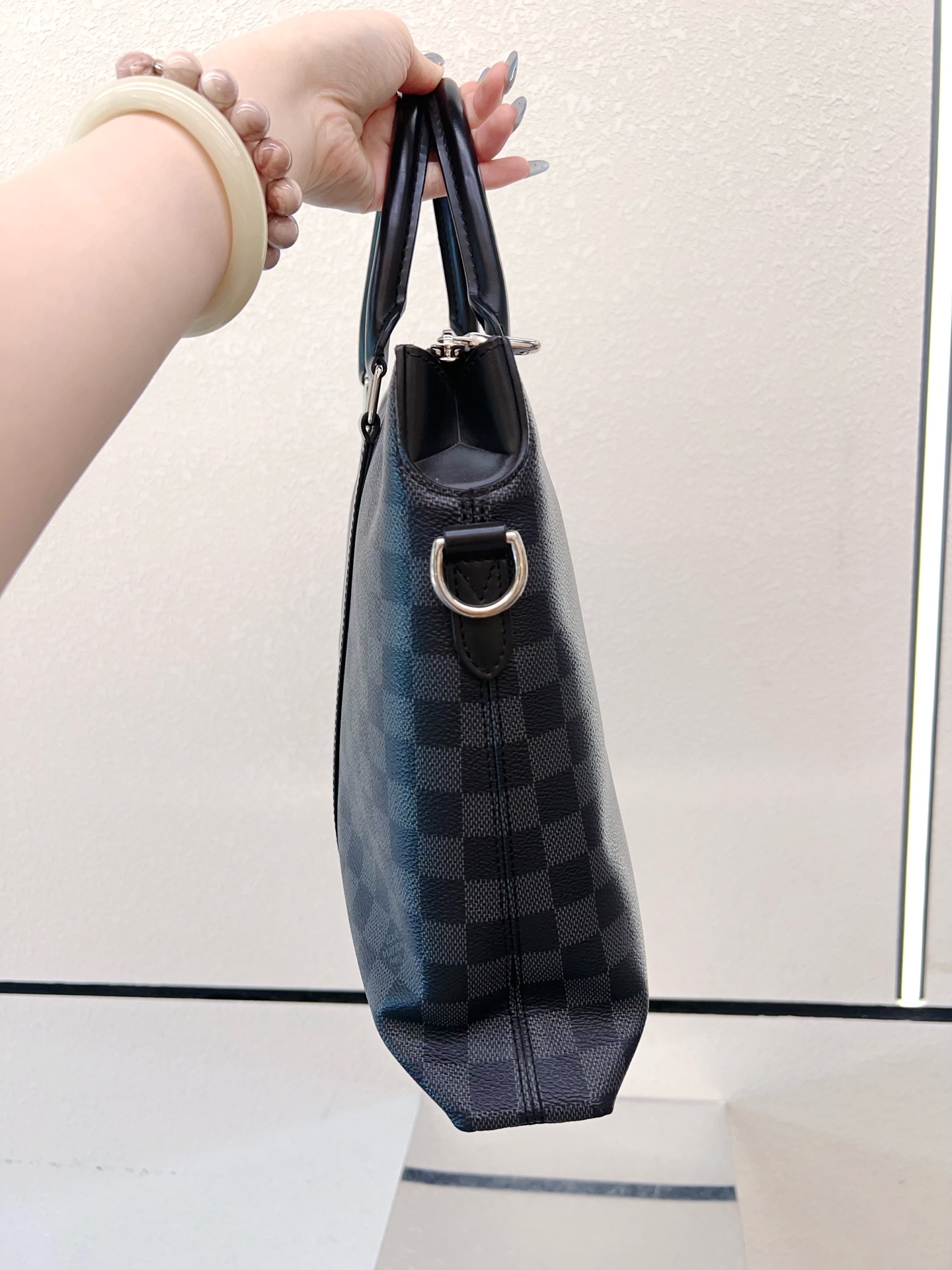 LV Damier Graphite Briefcase Black Gray Checkerboard Handbag Men's Sty Authentic - Image 3