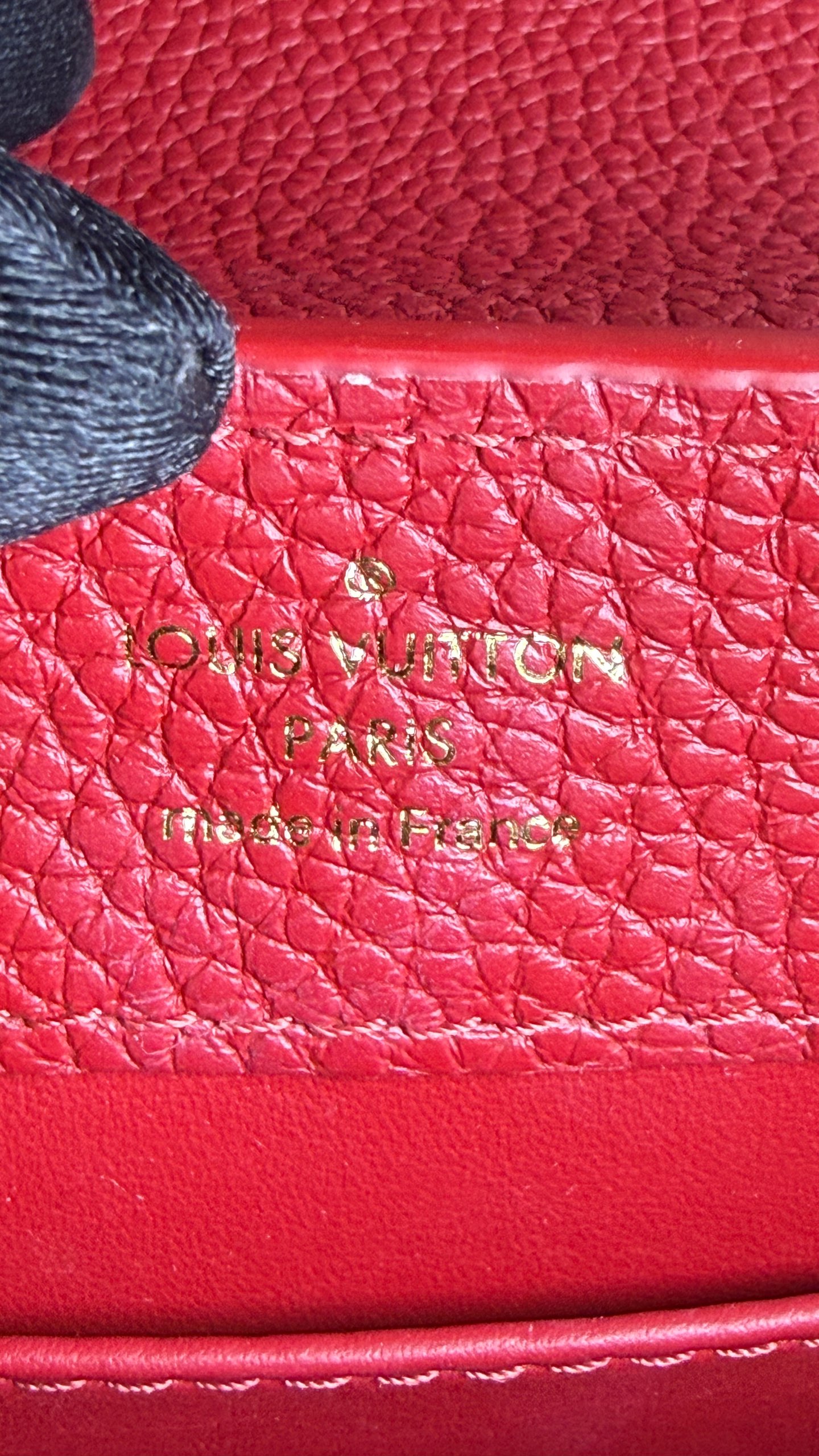 LV Louis Vuitton Capucines Mini Red Gold Hardware Crossbody Authentic - Image 9