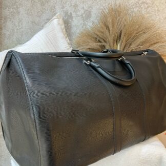 Louis Vuitton Keepall 55 Black Epi Leather Duffle Authentic