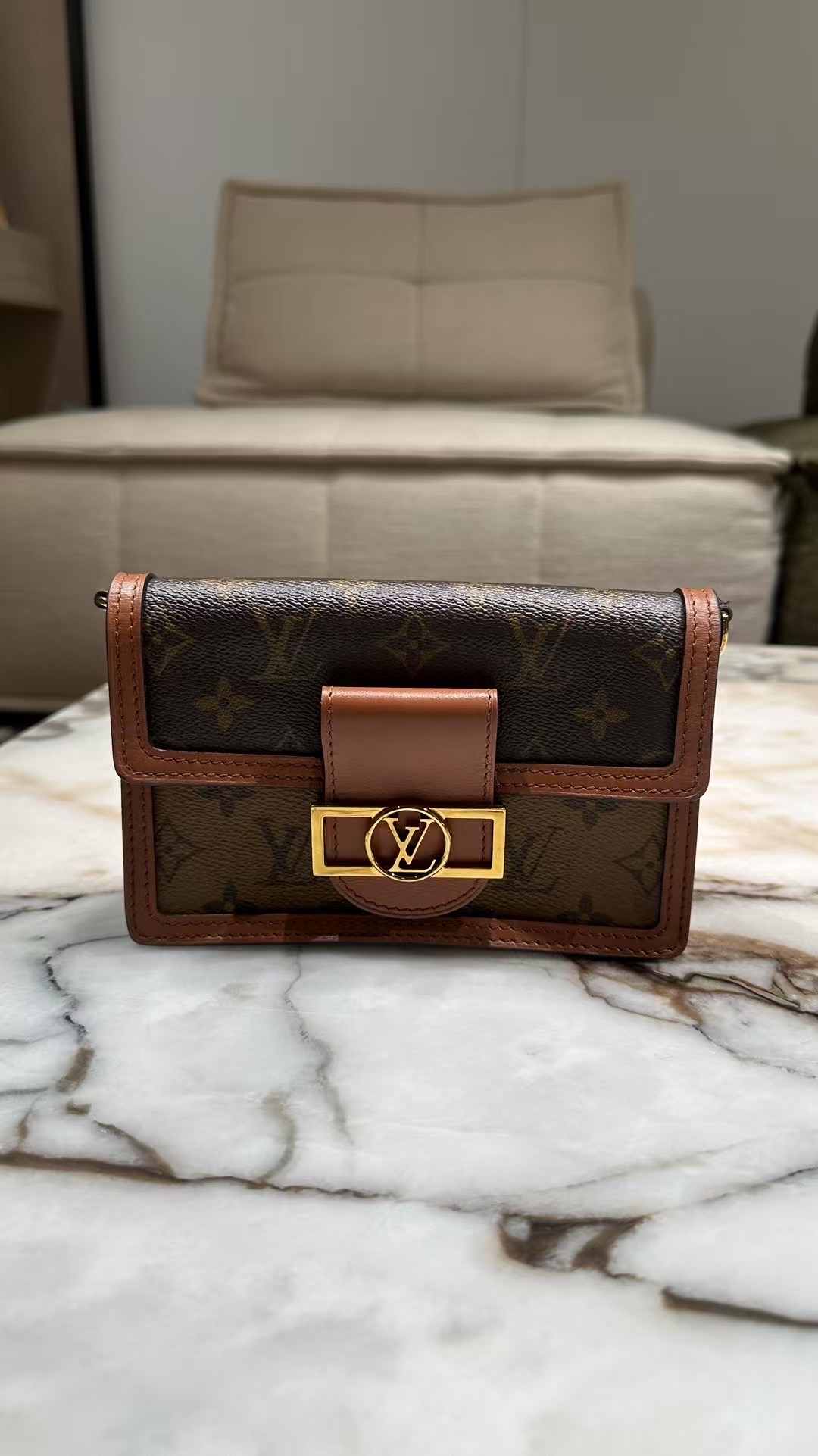 LV Dauphine WOC Chain Crossbody Bag Authentic
