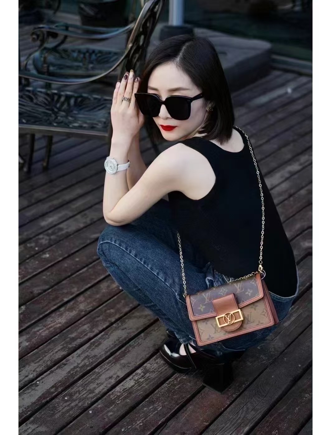 LV Dauphine WOC Chain Crossbody Bag Authentic - Image 5