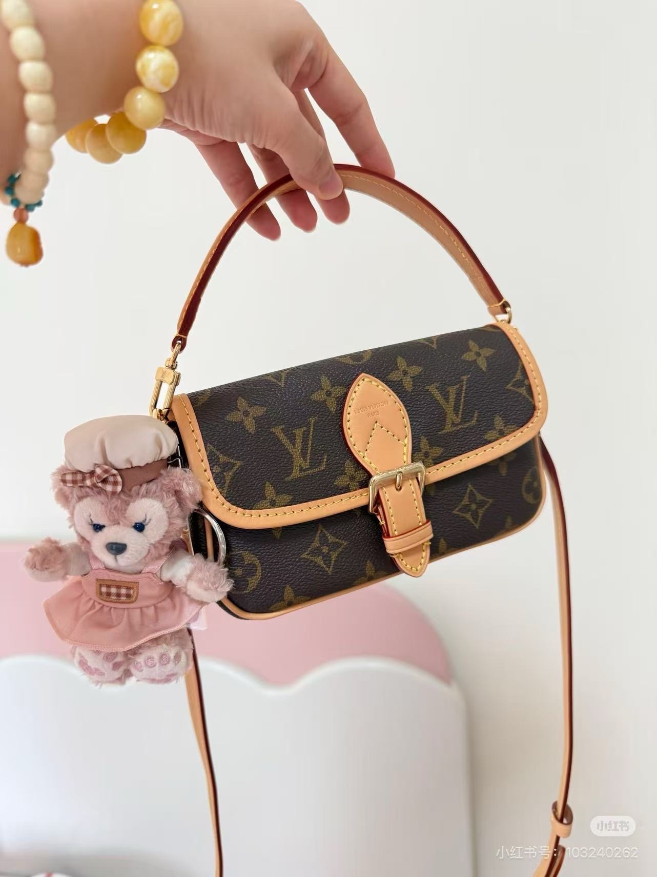 LV Nano Diane Mini Hobo Bag 18x6x12cm Authentic - Image 9