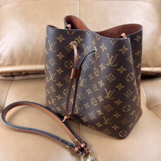 LV Neonoe Drawstring Brown Bucket Bag M44887 Authentic