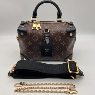 LV Petite Malle Monogram Black Epi Leather Crossbody Bag Authentic