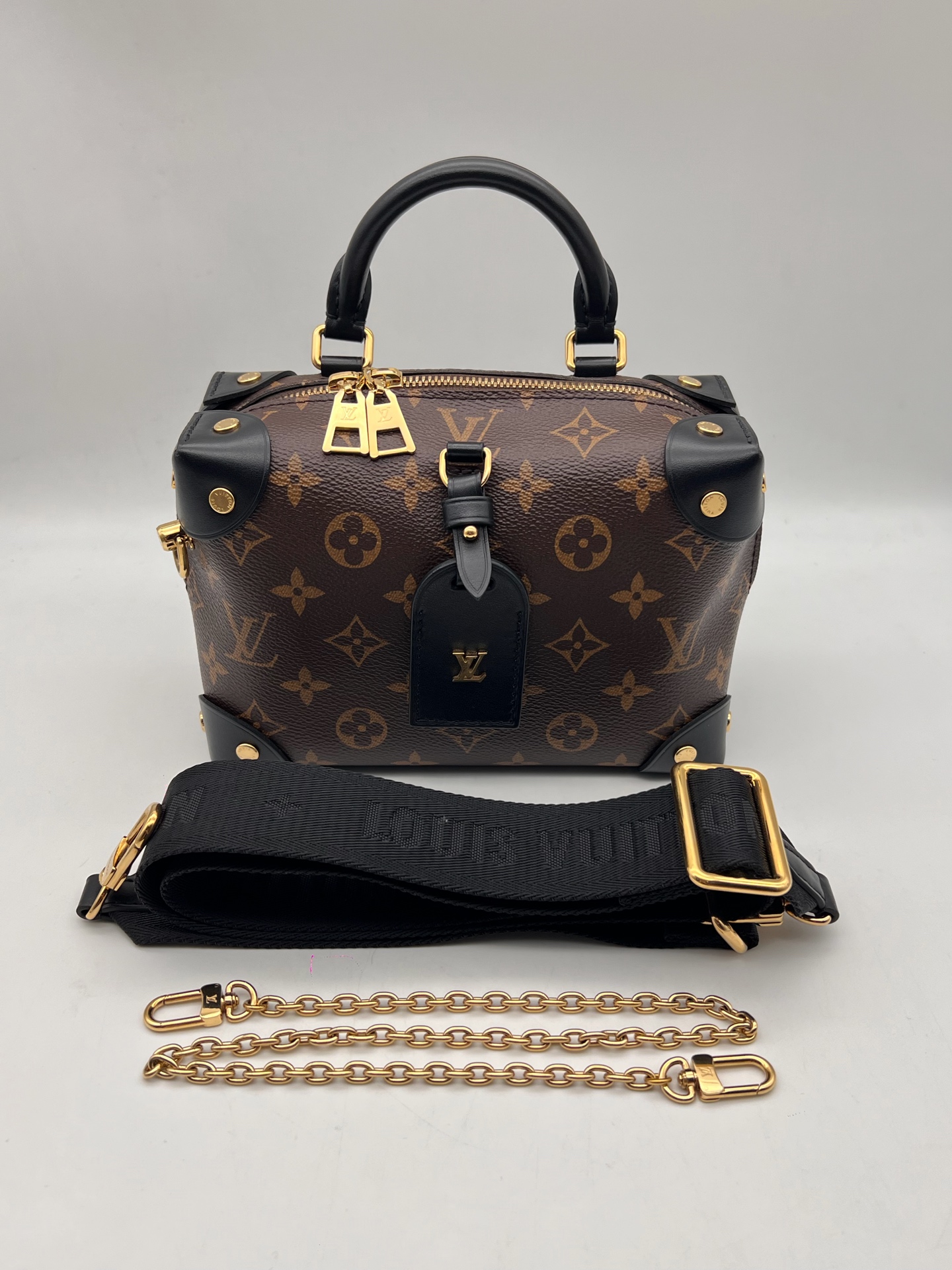 LV Petite Malle Monogram Black Epi Leather Crossbody Bag Authentic