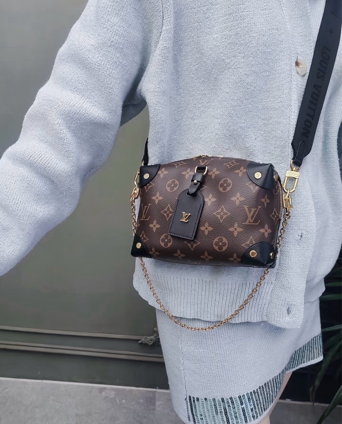 LV Petite Malle Monogram Black Epi Leather Crossbody Bag Authentic - Image 6