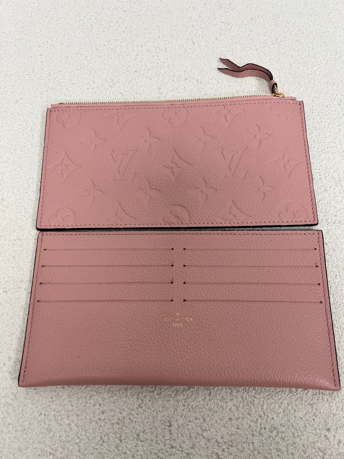 LV Pink Leather Tri-Fold Chain Bag Calfskin Gold Hardware Authentic - Image 9