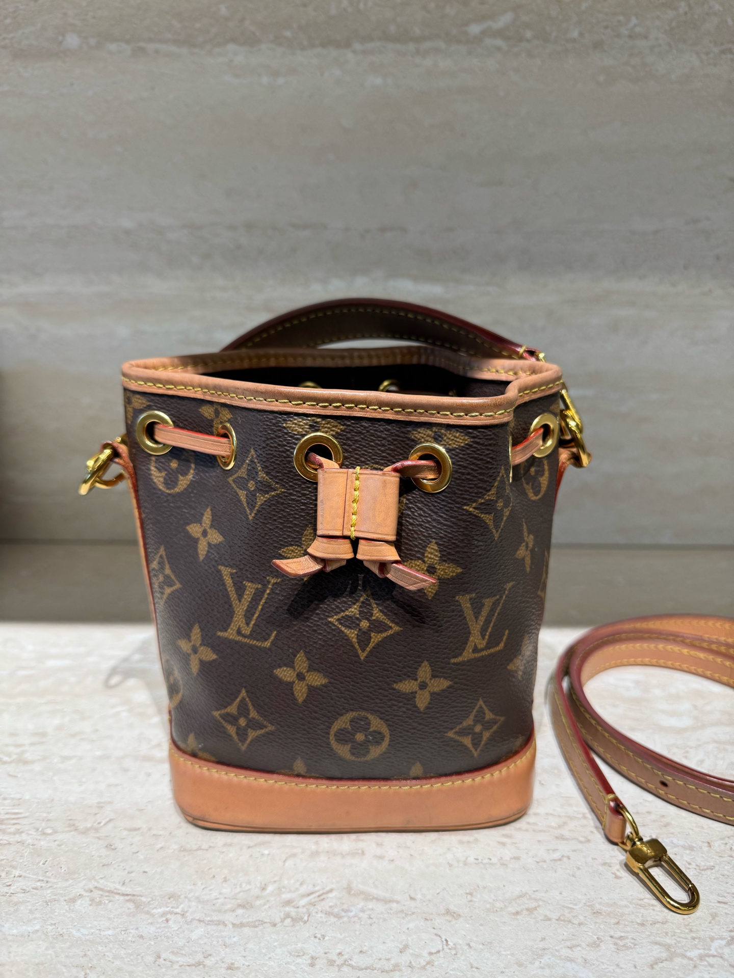 LV Louis Vuitton Nano Noe Handbag Crossbody Authentic
