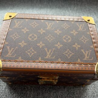 LV Louis Vuitton Monogram Jewelry Box Storage Case Red Interior Authentic
