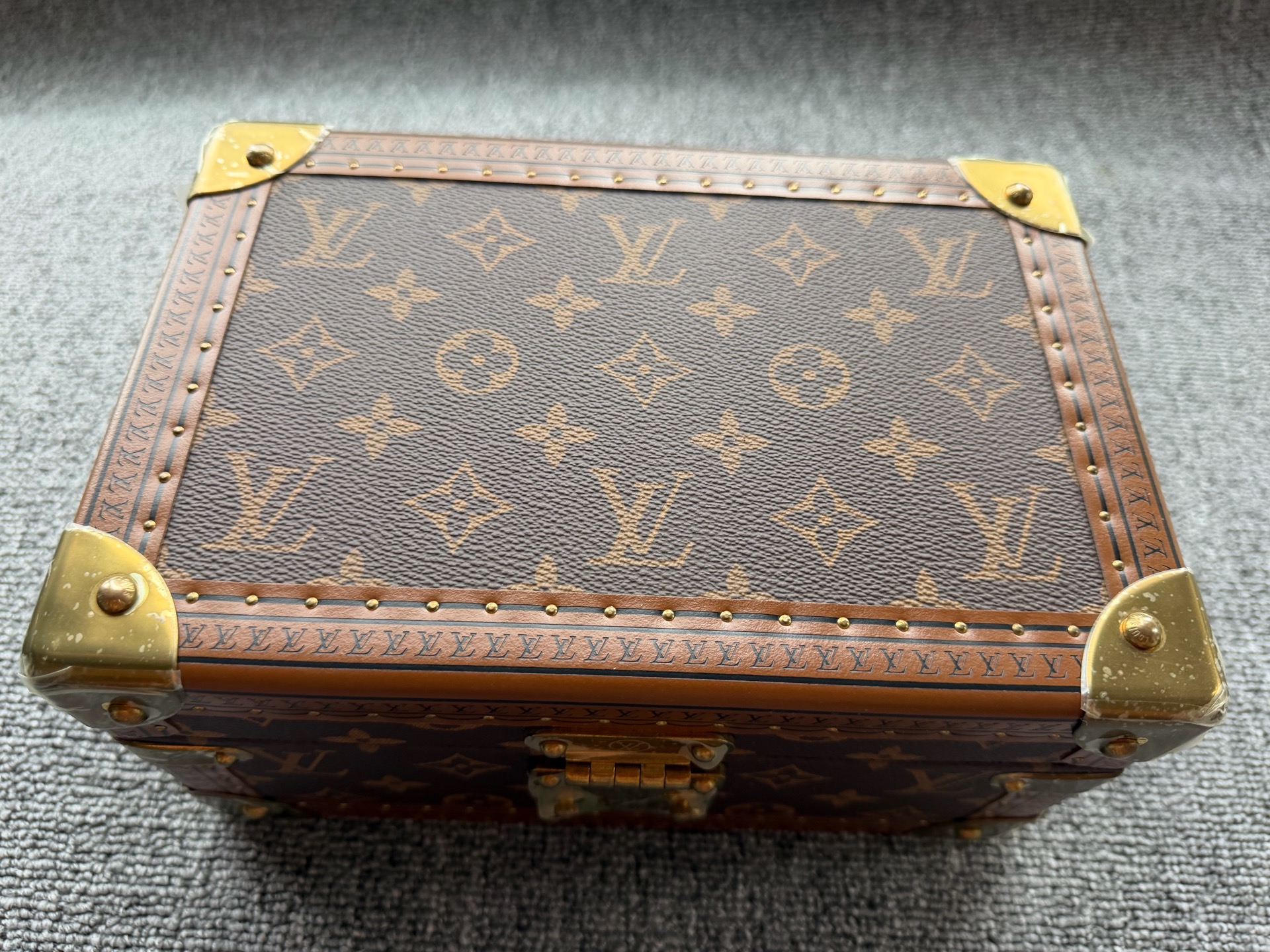 LV Louis Vuitton Monogram Jewelry Box Storage Case Red Interior Authentic