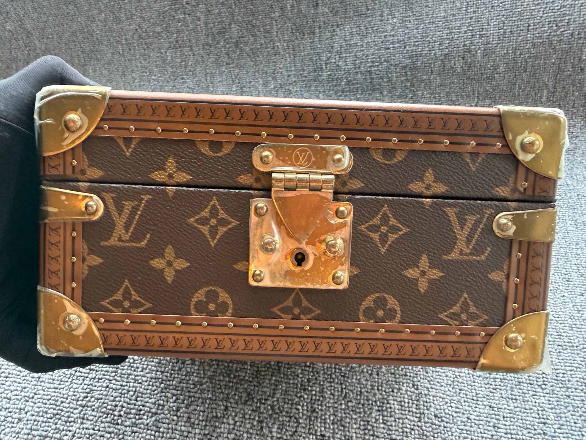 LV Louis Vuitton Monogram Jewelry Box Storage Case Red Interior Authentic - Image 2