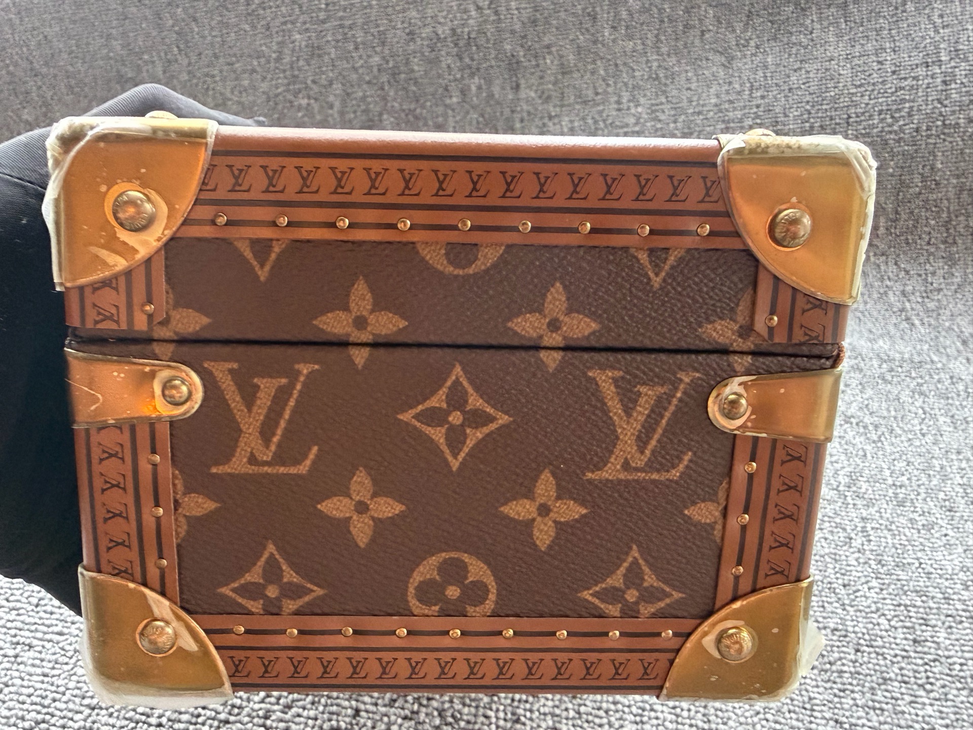 LV Louis Vuitton Monogram Jewelry Box Storage Case Red Interior Authentic - Image 3