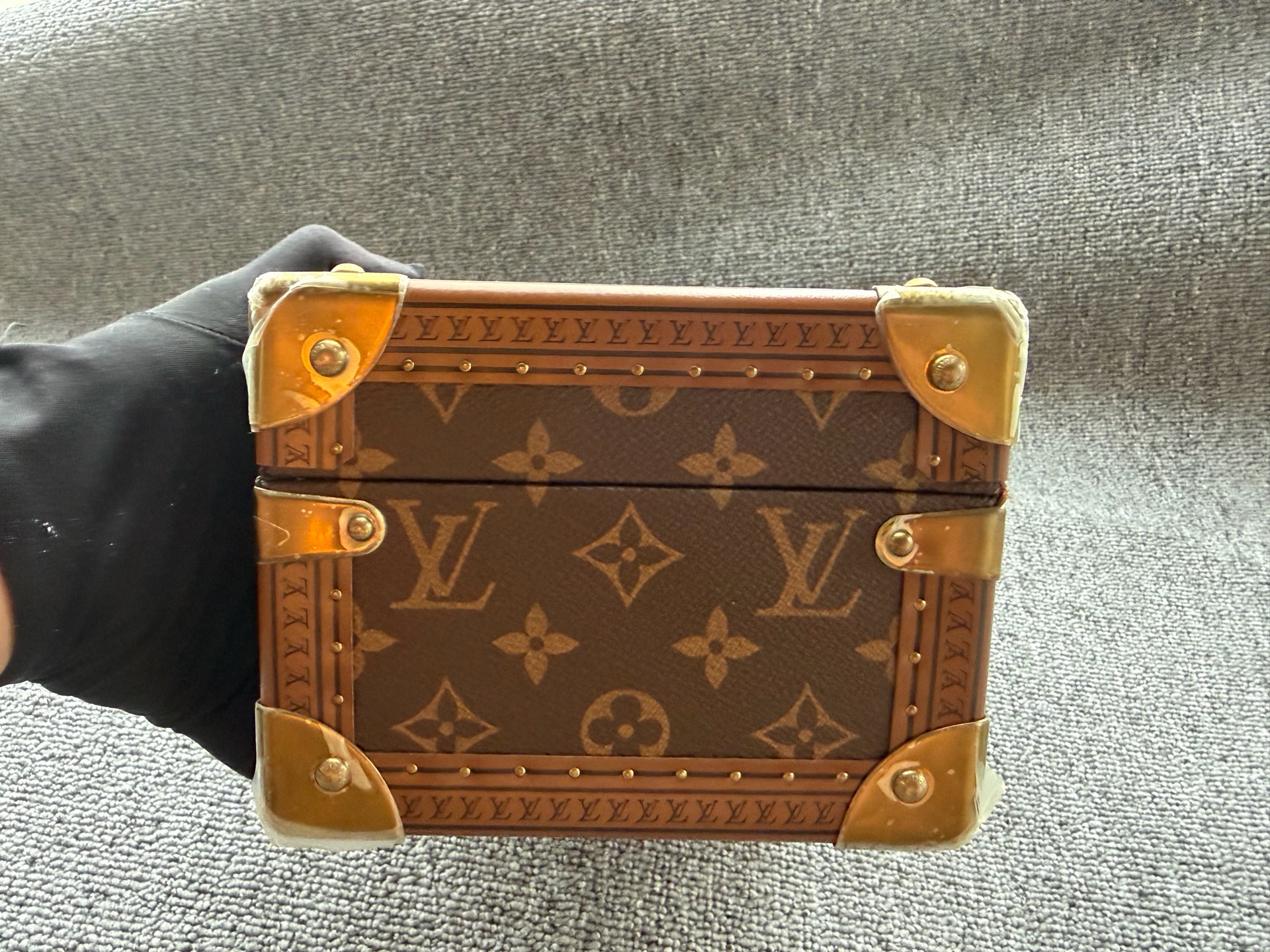 LV Louis Vuitton Monogram Jewelry Box Storage Case Red Interior Authentic - Image 4