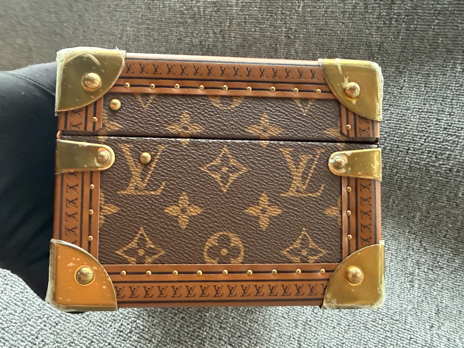 LV Louis Vuitton Monogram Jewelry Box Storage Case Red Interior Authentic - Image 5