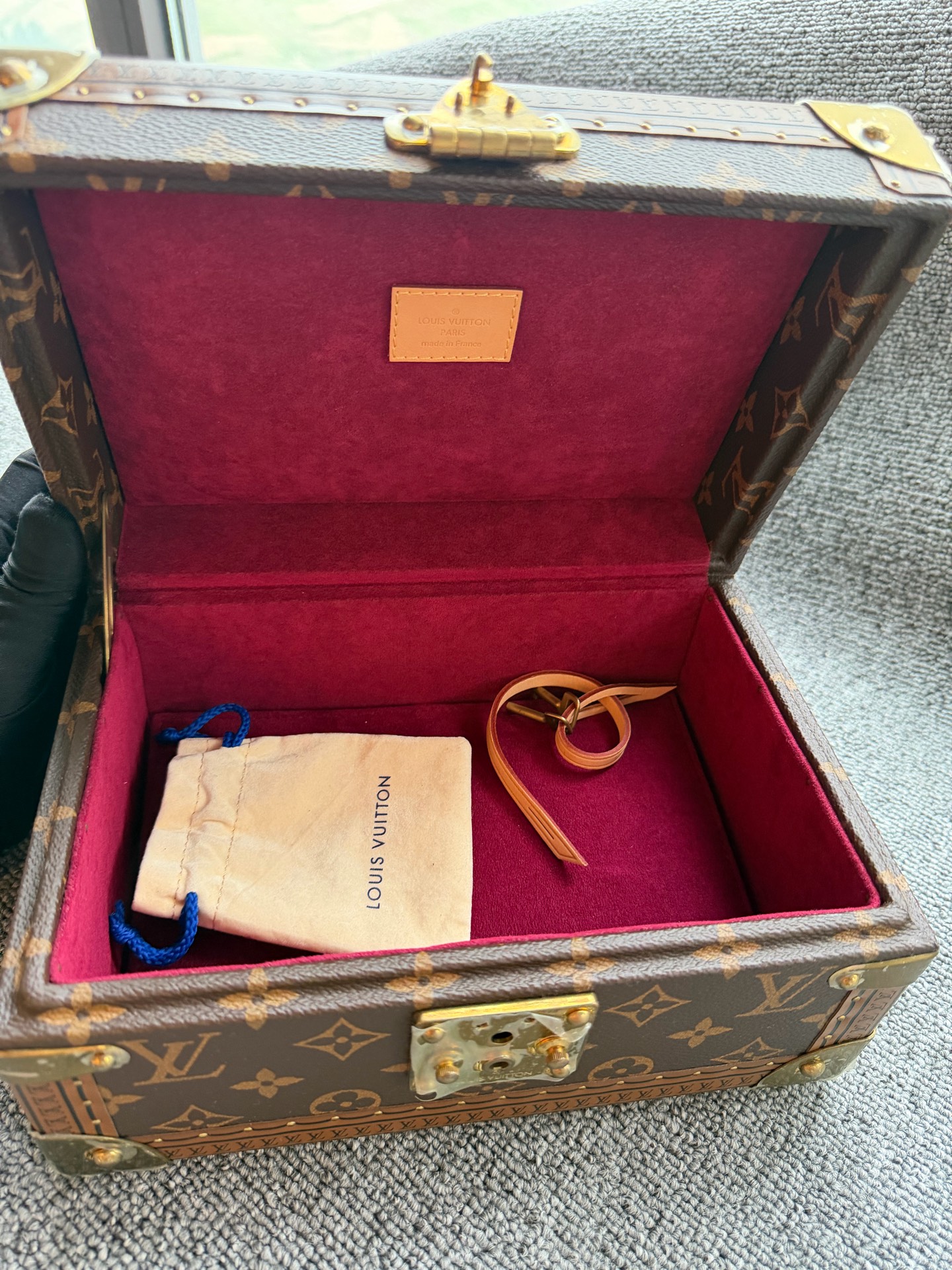 LV Louis Vuitton Monogram Jewelry Box Storage Case Red Interior Authentic - Image 7