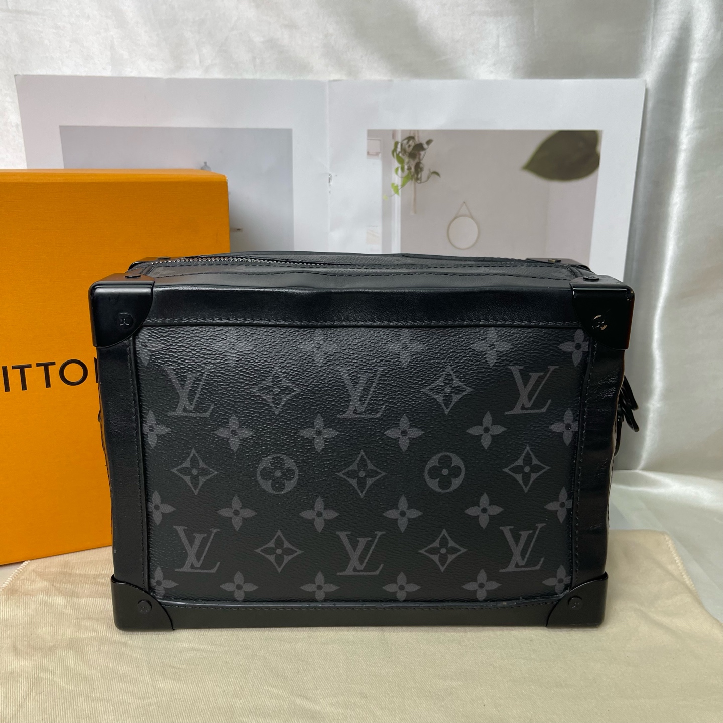 LV Soft Trunk Black Monogram Canvas Crossbody Bag 25x18x10 Authentic - Image 2