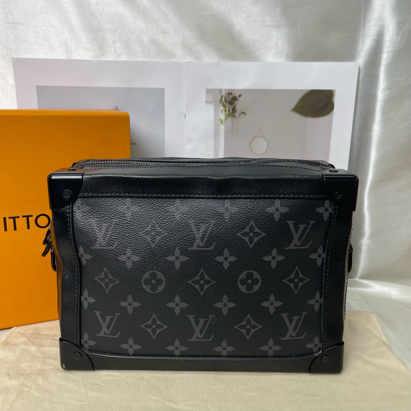 LV Soft Trunk Black Monogram Canvas Crossbody Bag 25x18x10 Authentic - Image 3