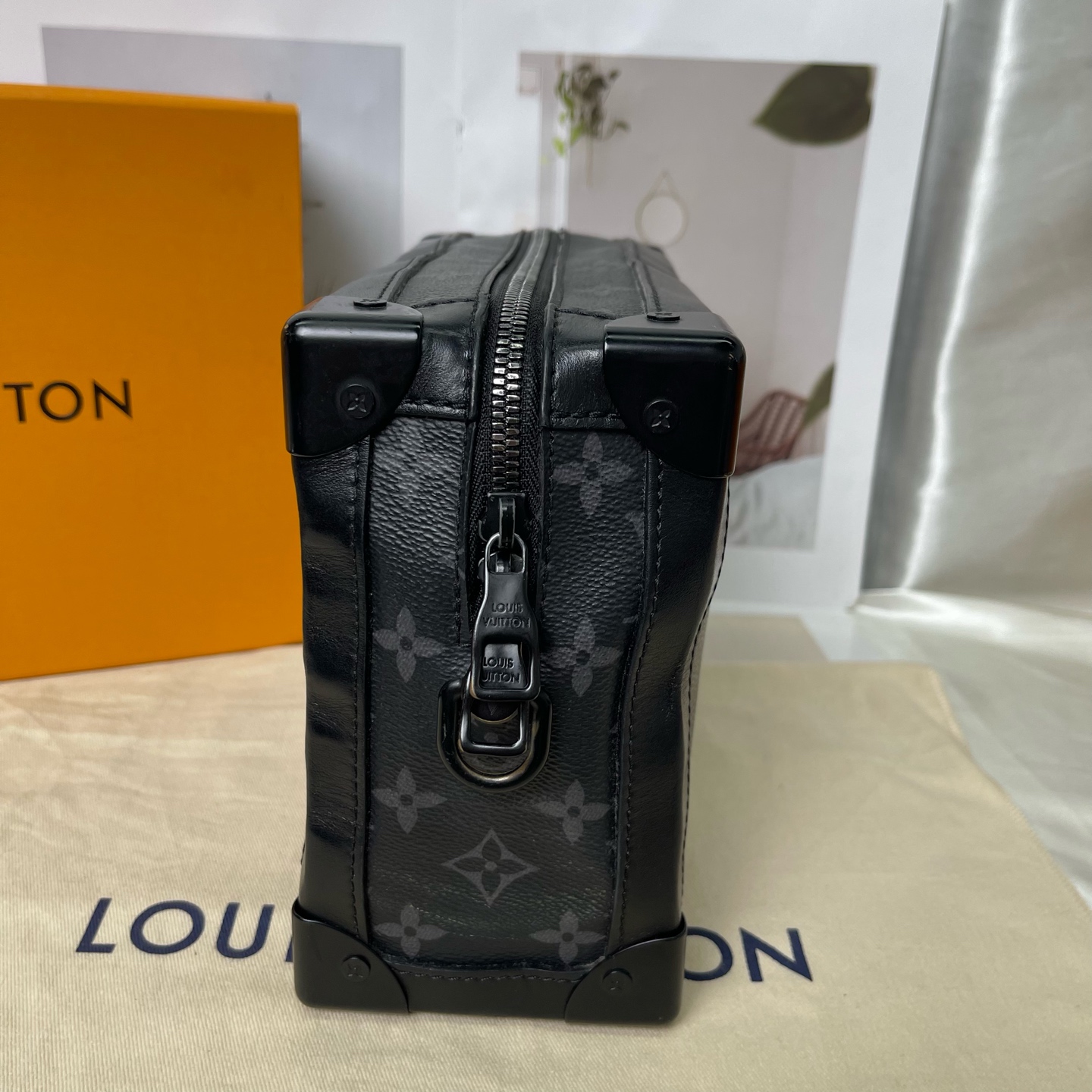 LV Soft Trunk Black Monogram Canvas Crossbody Bag 25x18x10 Authentic - Image 4
