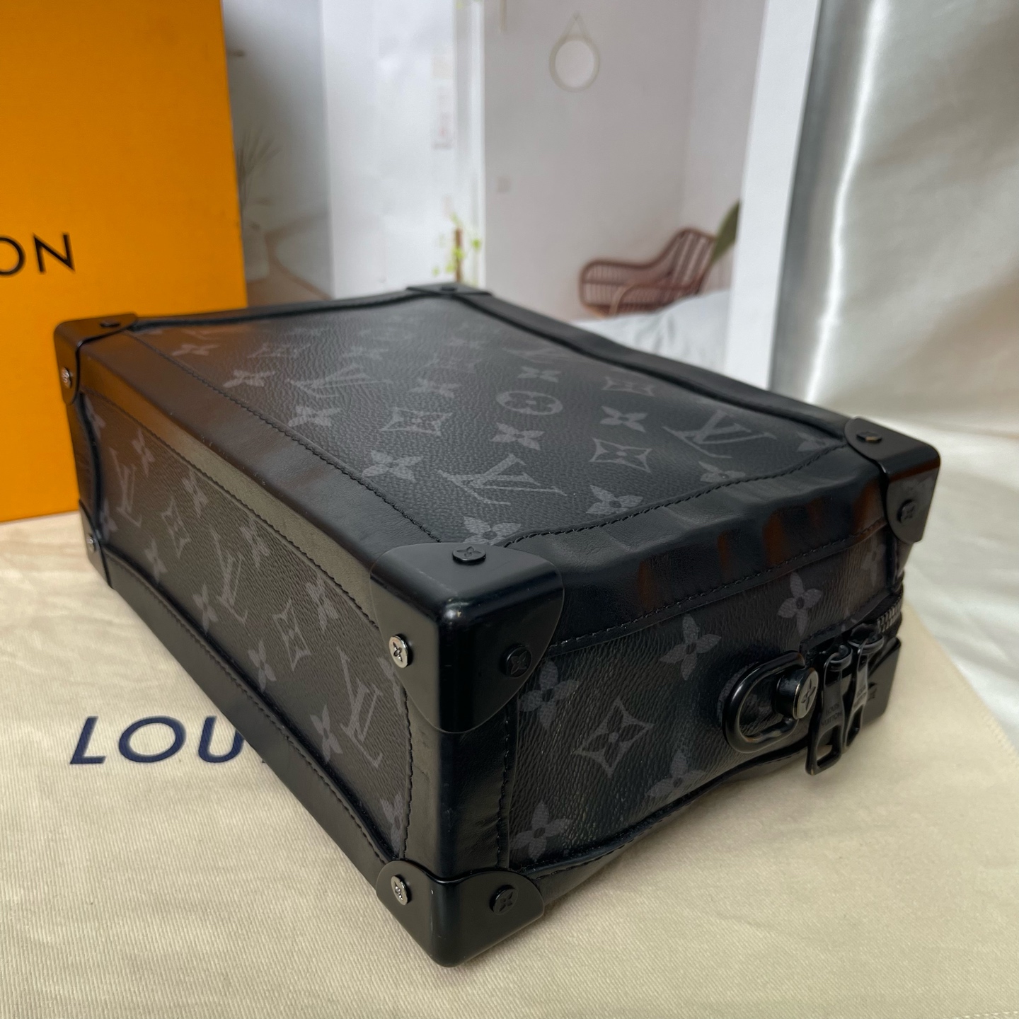 LV Soft Trunk Black Monogram Canvas Crossbody Bag 25x18x10 Authentic - Image 5