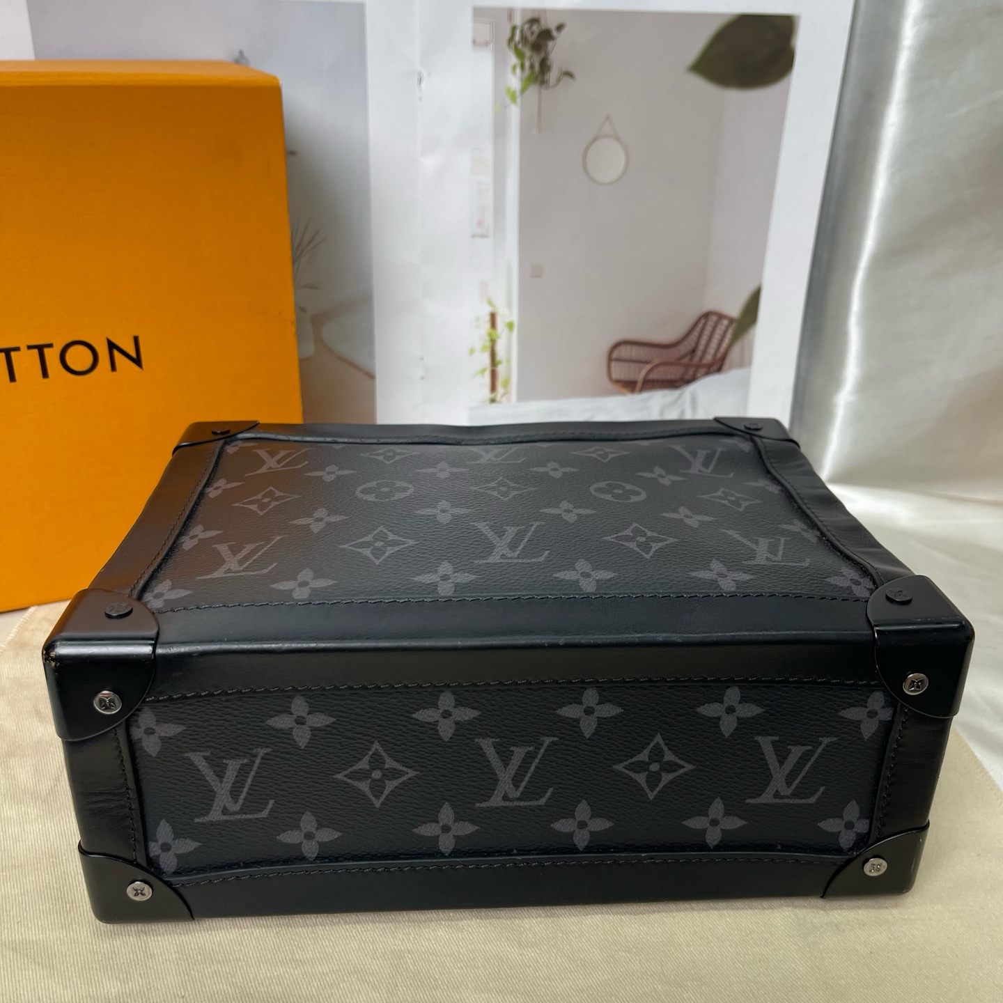 LV Soft Trunk Black Monogram Canvas Crossbody Bag 25x18x10 Authentic - Image 6