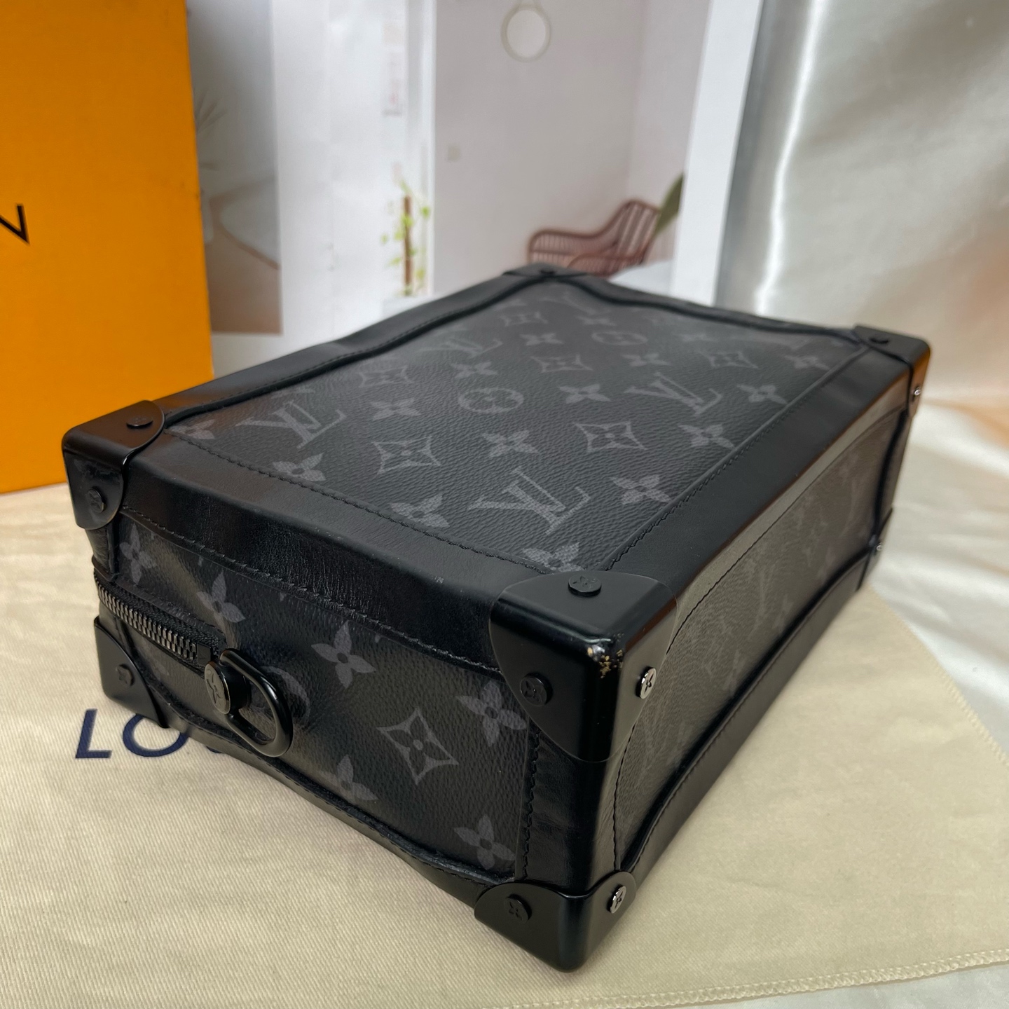 LV Soft Trunk Black Monogram Canvas Crossbody Bag 25x18x10 Authentic - Image 7