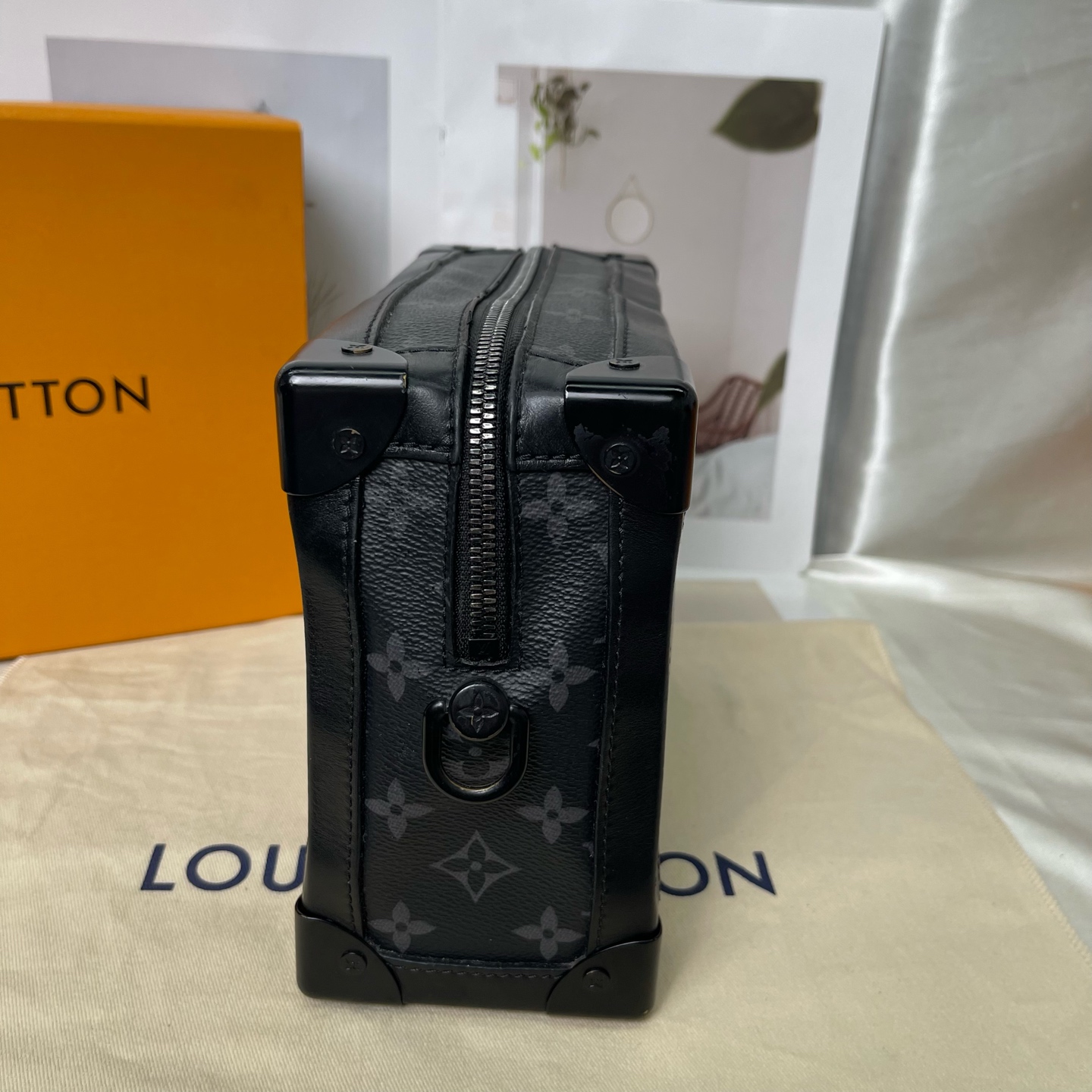 LV Soft Trunk Black Monogram Canvas Crossbody Bag 25x18x10 Authentic - Image 8