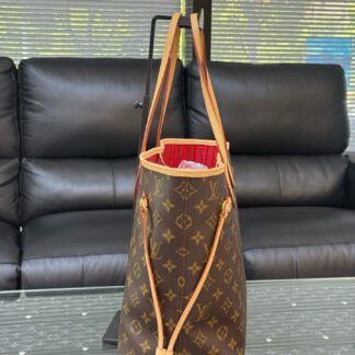 LV Louis Vuitton Neverfull MM Tote Bag Red Interior Authentic