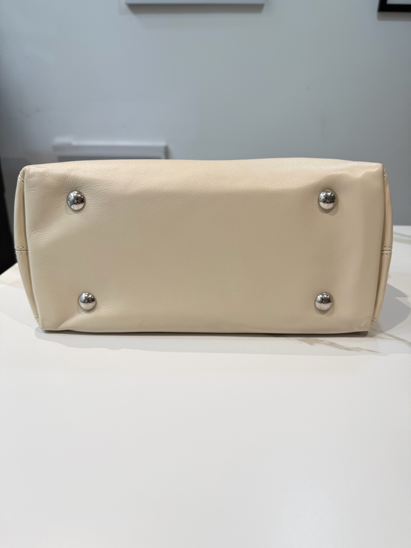 LV Louis Vuitton CarryAll Cargo White Leather Small Crossbody Authentic - Image 7