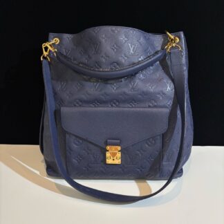 LV Louis Vuitton Metis Hobo Blue Gold Hardware Embossed Calfskin Leath Authentic