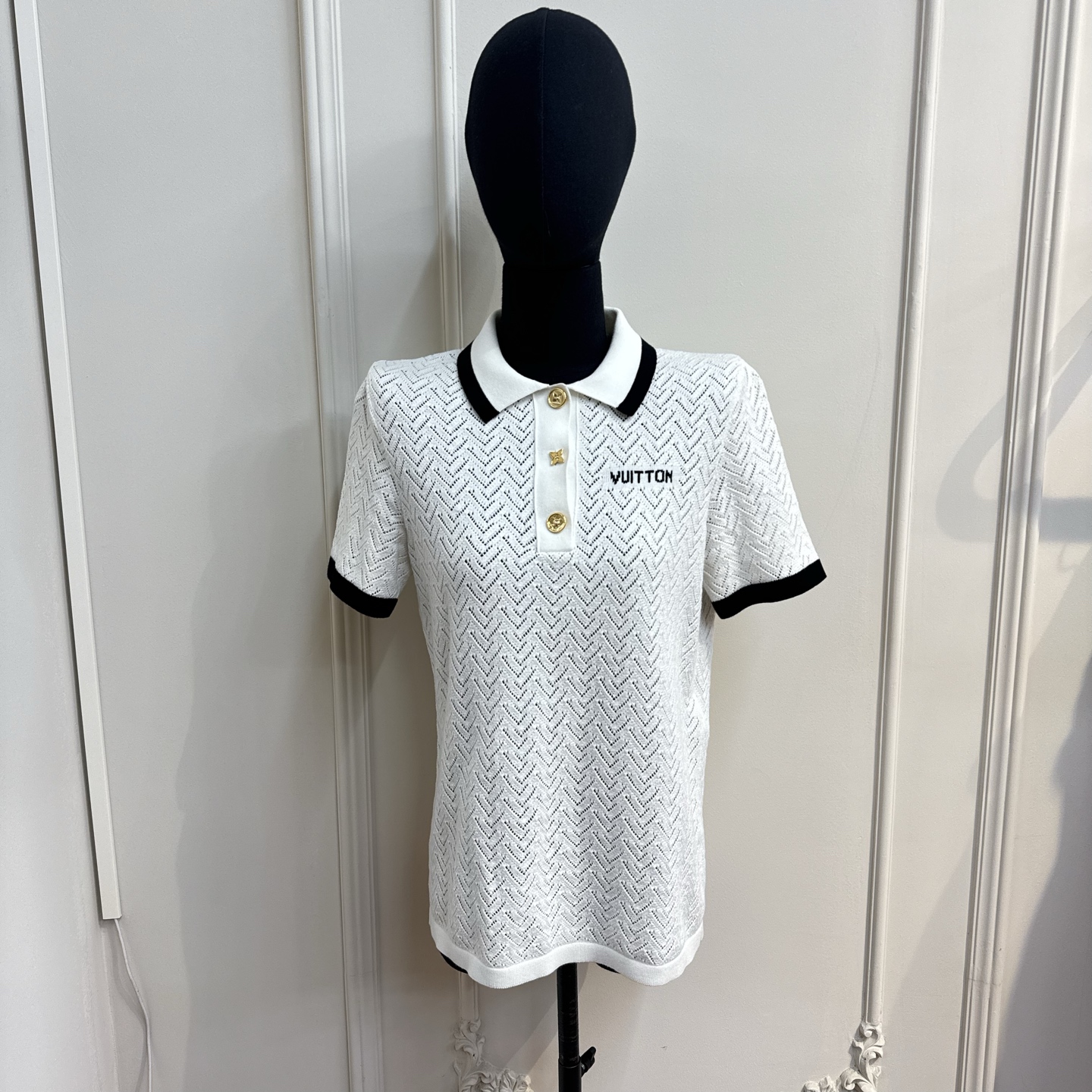 LV Resort SS26 Floral Button Mesh Knit Top S 99% New Authentic - Image 3