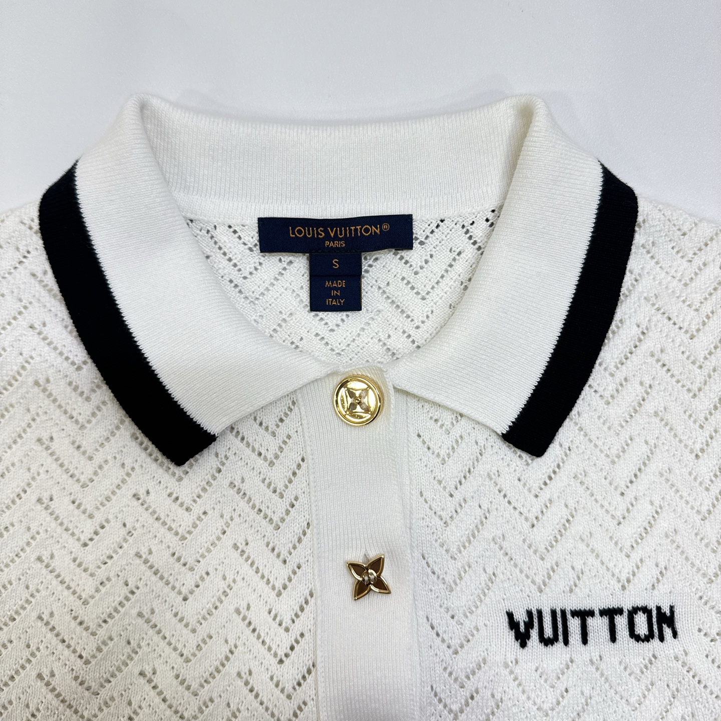 LV Resort SS26 Floral Button Mesh Knit Top S 99% New Authentic - Image 6