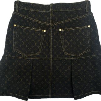 LV Louis Vuitton SS25 Letter Print Denim Skirt Size 38 M Authentic