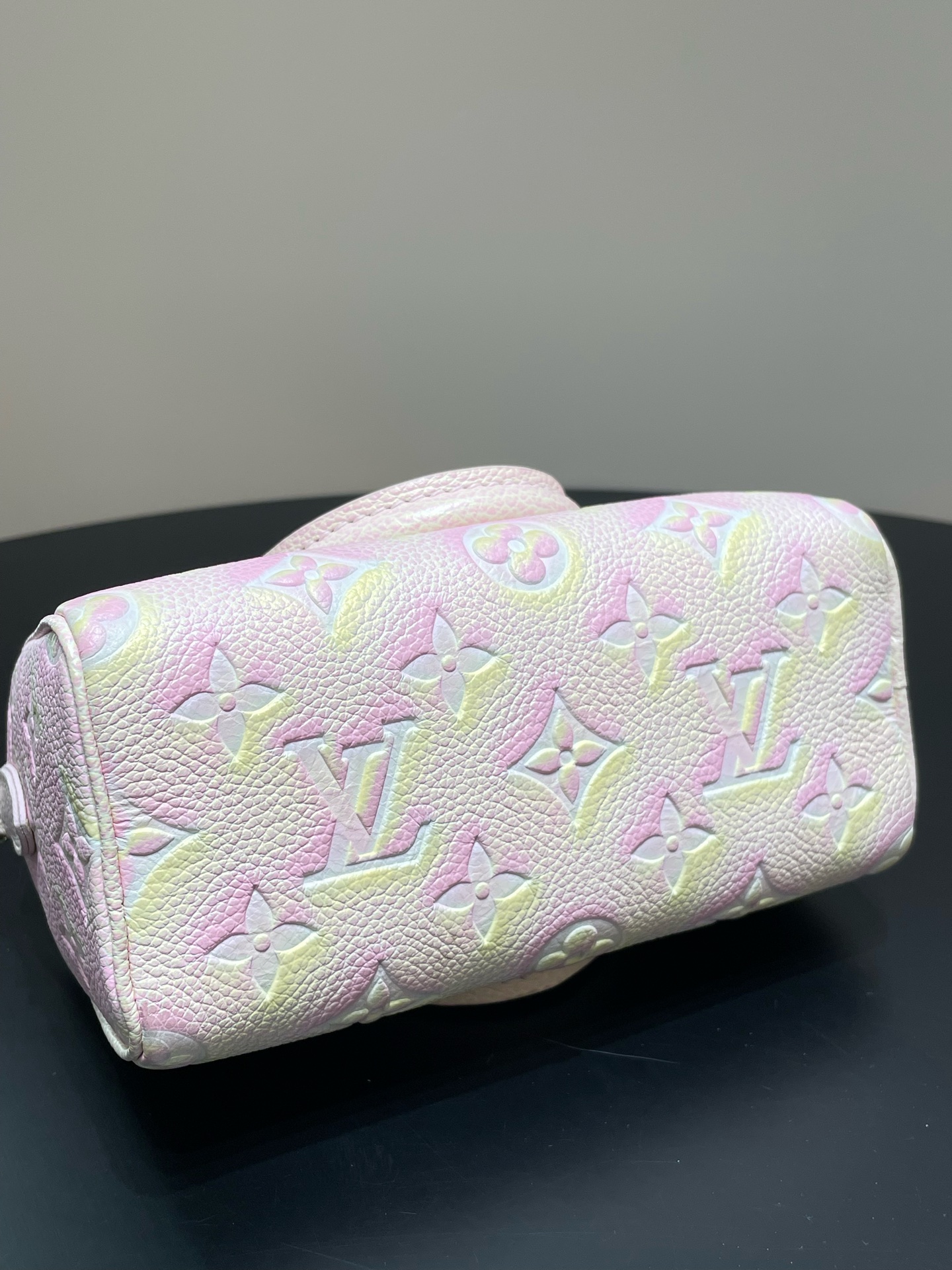 LV Speedy Nano Pink Cherry Blossom Monogram Embossed Leather Crossbody Authentic - Image 5
