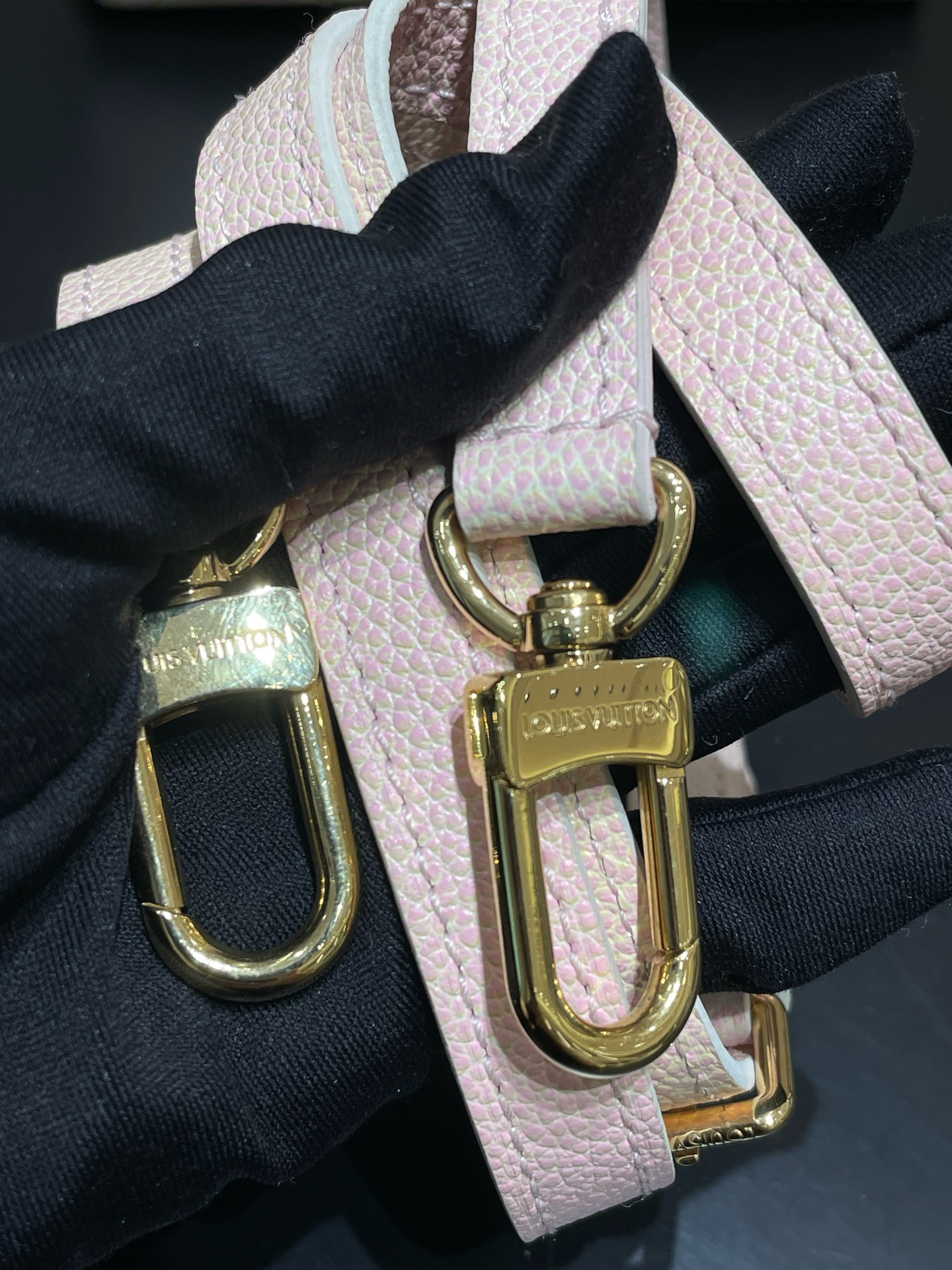 LV Speedy Nano Pink Cherry Blossom Monogram Embossed Leather Crossbody Authentic - Image 8