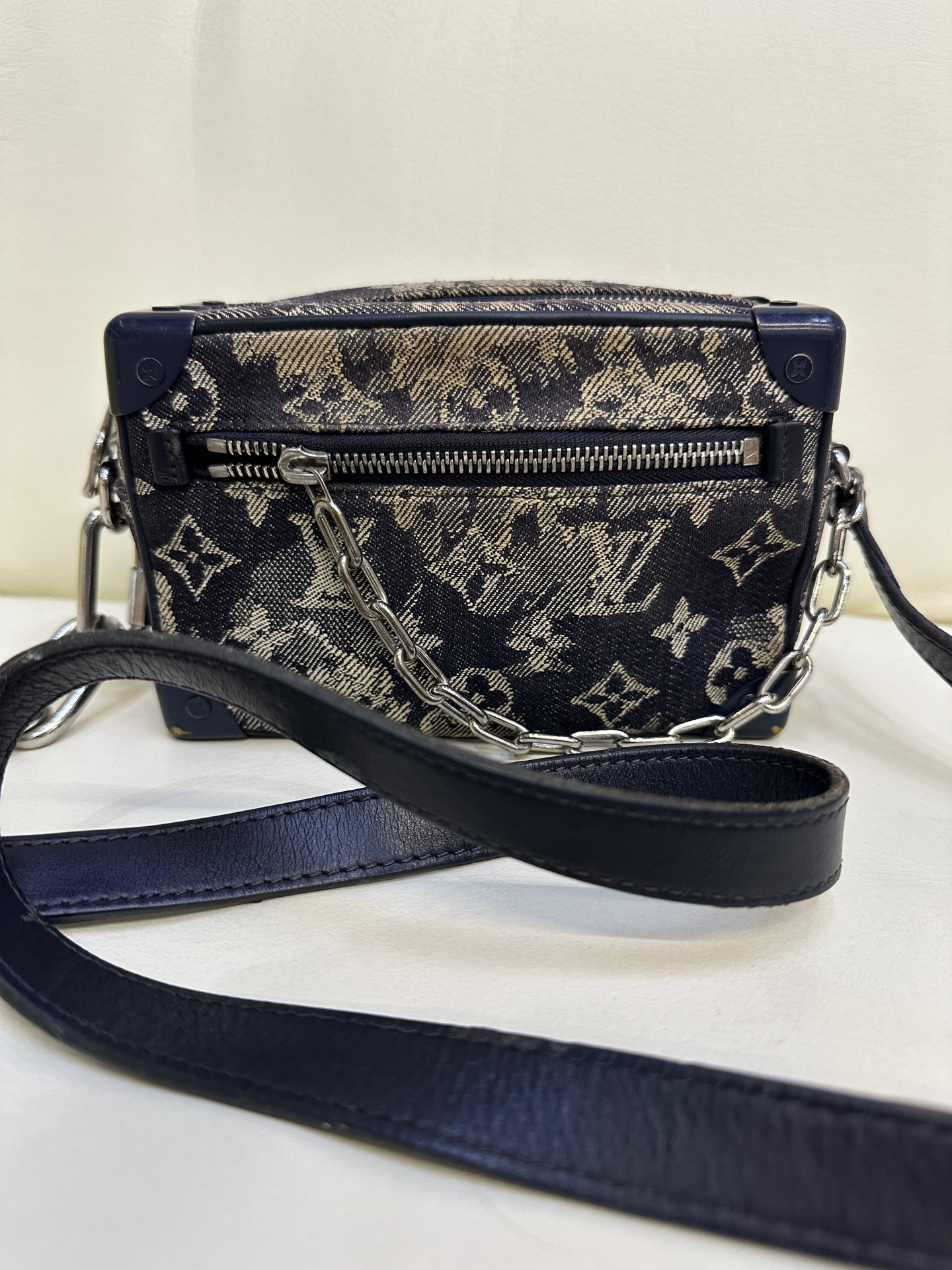 LV Mini Soft Trunk Denim Limited Edition Crossbody Chain Bag Authentic