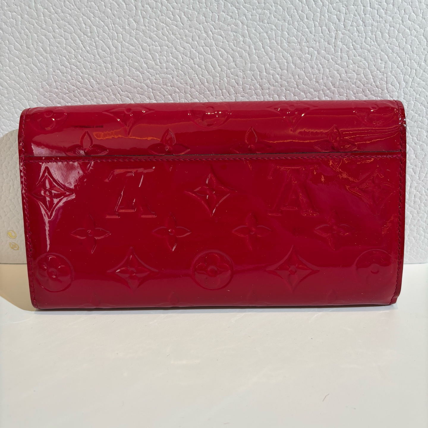 LV Louis Vuitton Rose Pink Patent Leather Envelope Wallet 19cm Authentic - Image 2