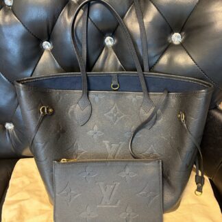 LV Neverfull MM Black Canvas Tote Authentic