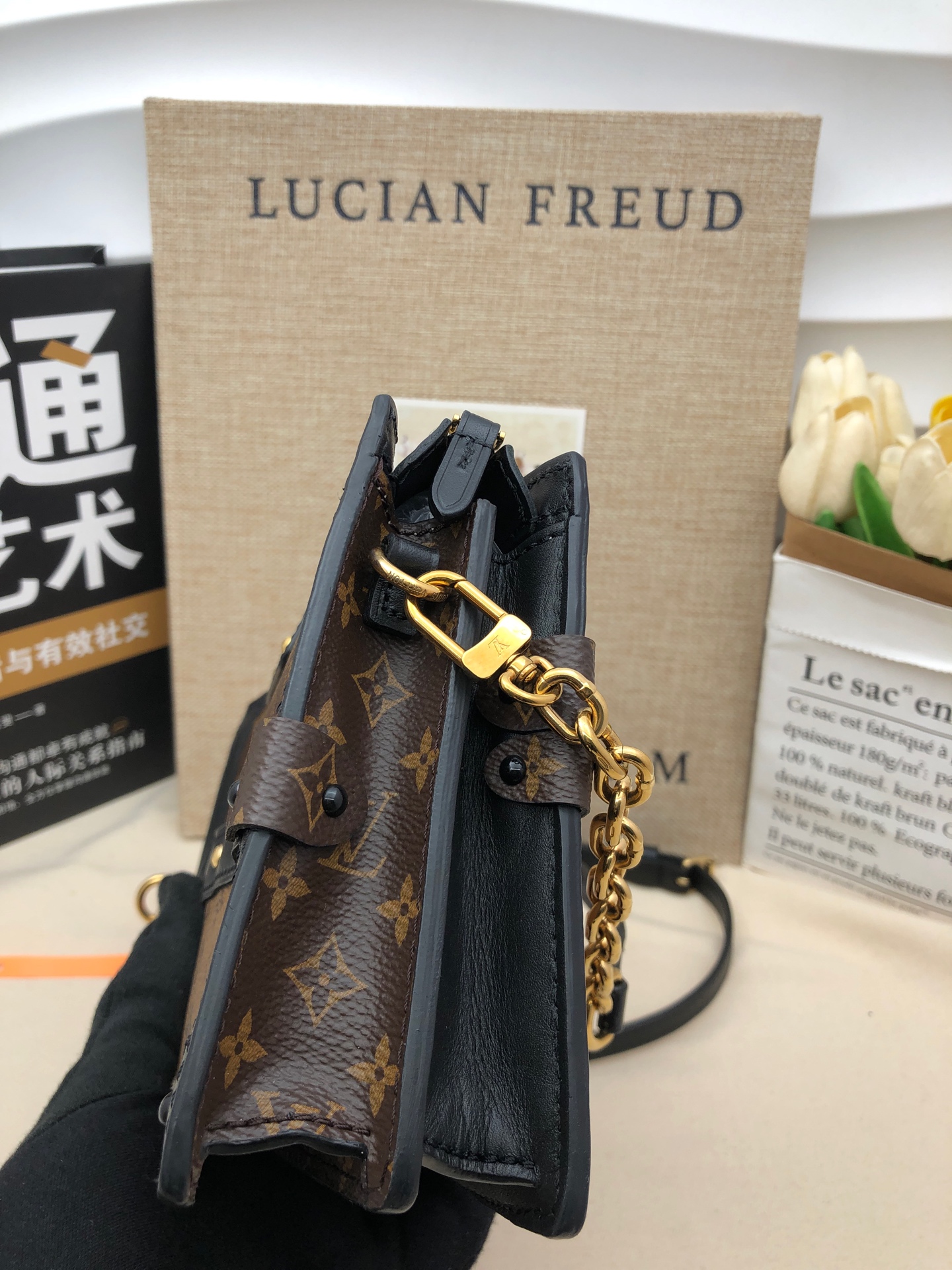 LV Dual-Color Monogram Soft Box Bag CCB003 Authentic - Image 3