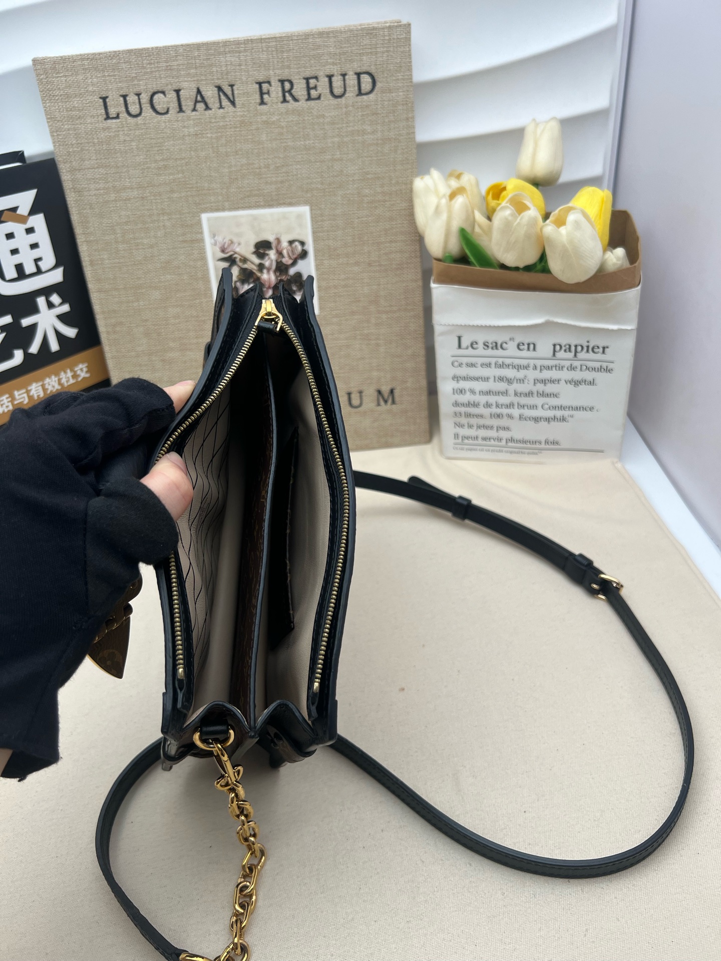 LV Dual-Color Monogram Soft Box Bag CCB003 Authentic - Image 8