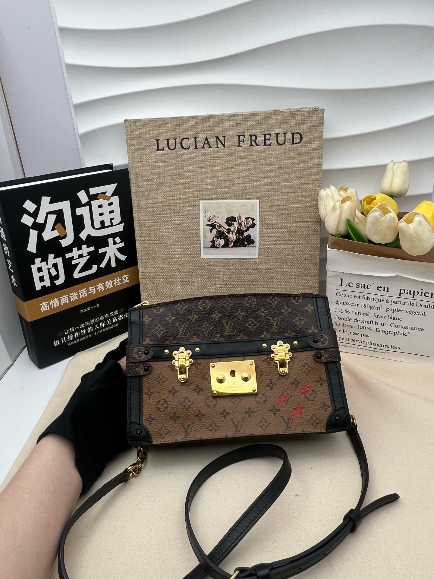 LV Dual-Color Monogram Soft Box Bag CCB003 Authentic - Image 9