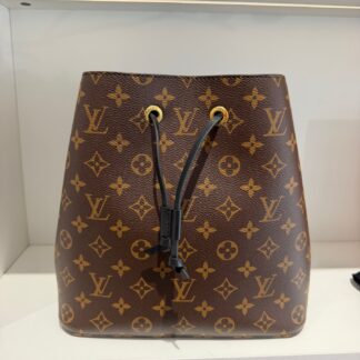 Louis Vuitton NeoNoe Black Monogram Bucket Bag Authentic