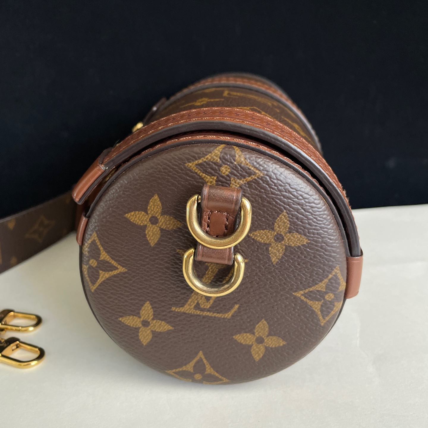 LV Papillon Trunk Monogram Shoulder Bag Crossbody Chain Dual Straps Du Authentic - Image 4
